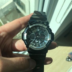 G Shock Protection Shock Absorbing Black Resin Watch
